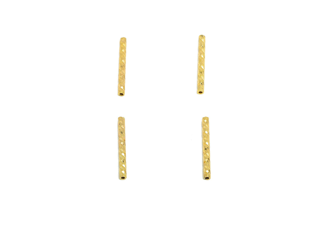 1.5*15 Batch Flower Straight Tube - Brass Textured Circle Pipes for Geometric - For Air Plants - DIY Tubes - 18K Real Gold Plating - RGP9961 - DOMEDBAZAAR