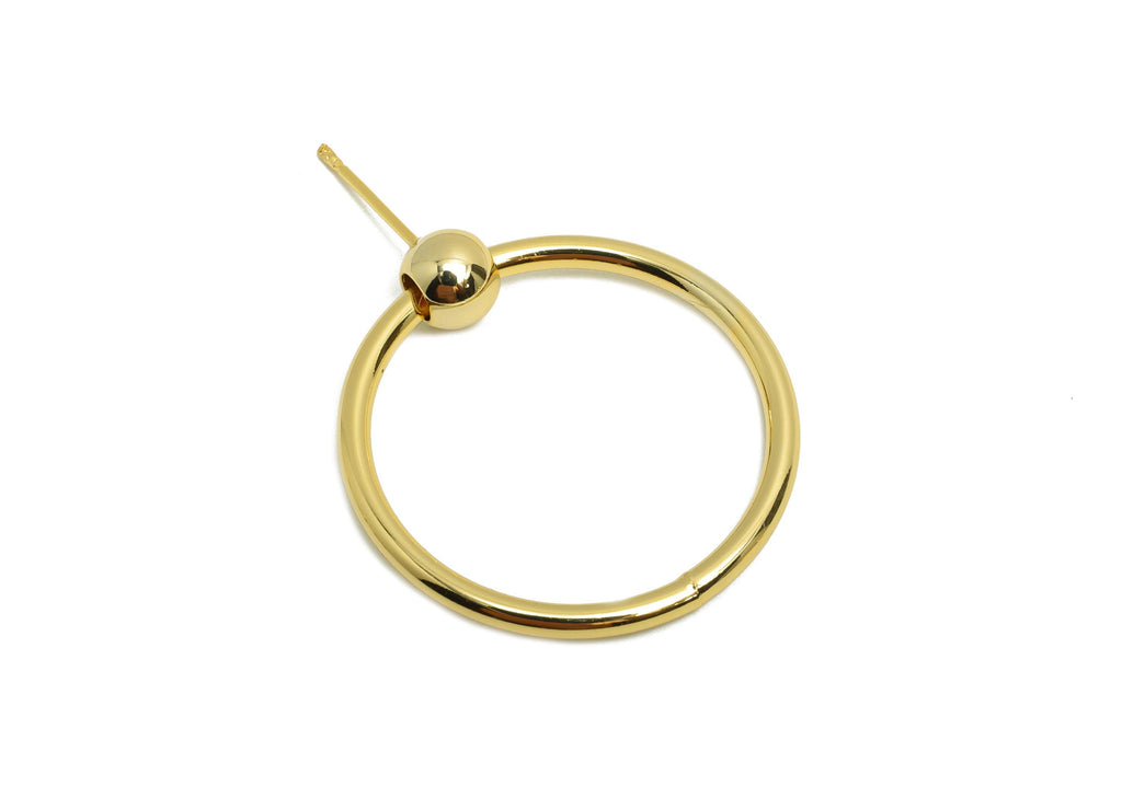 Brass Ball Circle Earring Stud - Round Earring Post for Woman&#39;s - Gold Daily Wear Ear - 18K Real Gold Plating - 28.08x26.97x2.26mm -RGP8693 - DOMEDBAZAAR