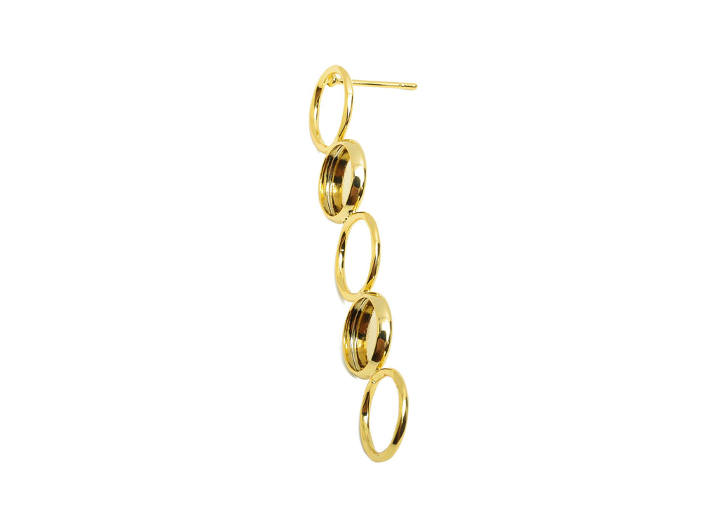 Brass Round Earring Stud - Circle Earring Post for Woman&#39;s - Gold Geometry Stud Earring - 18K Real Gold Plating - 51.63x10.15x1.04mm-RGP8721 - DOMEDBAZAAR
