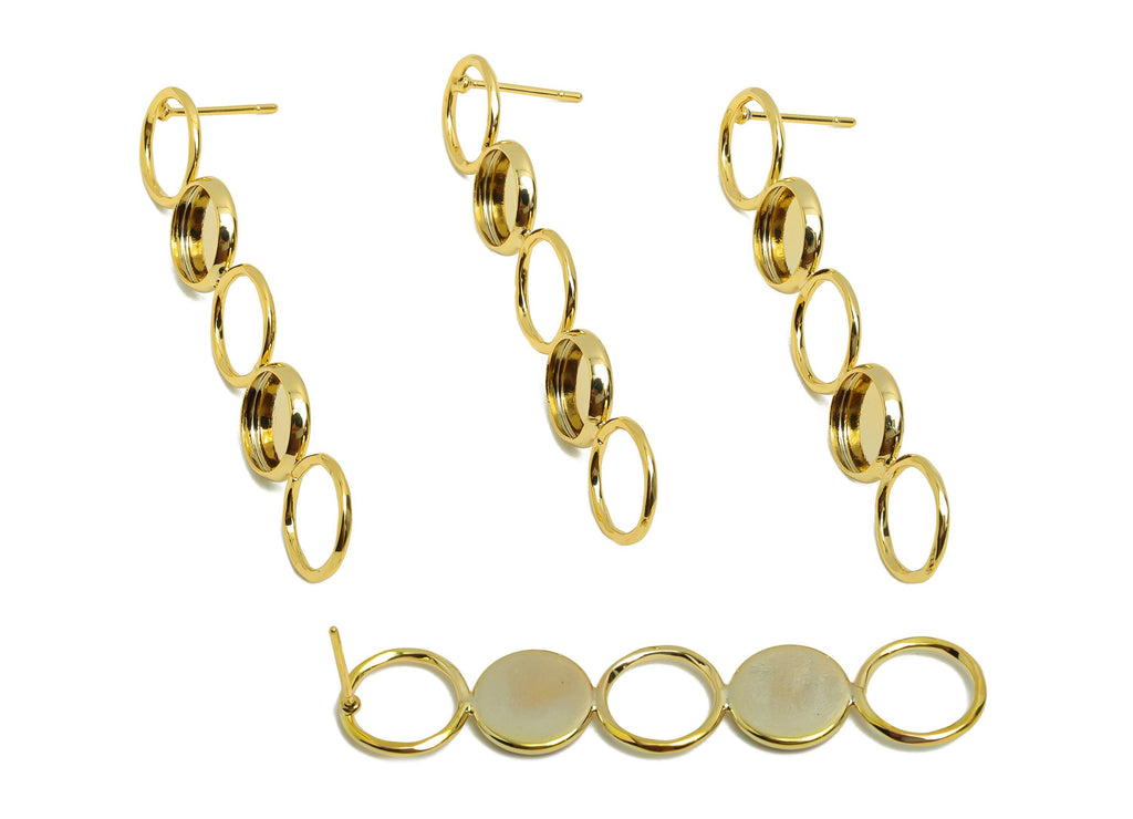 Brass Round Earring Stud - Circle Earring Post for Woman&#39;s - Gold Geometry Stud Earring - 18K Real Gold Plating - 51.63x10.15x1.04mm-RGP8721 - DOMEDBAZAAR