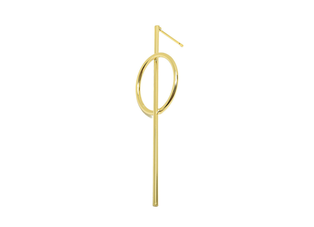 Brass Long Bar Earring Stud - Circle Earring Post for Woman - Gold Daily Wear Earring - 18K Real Gold Plating - 62.44x19.85x1.45mm - RGP8747 - DOMEDBAZAAR