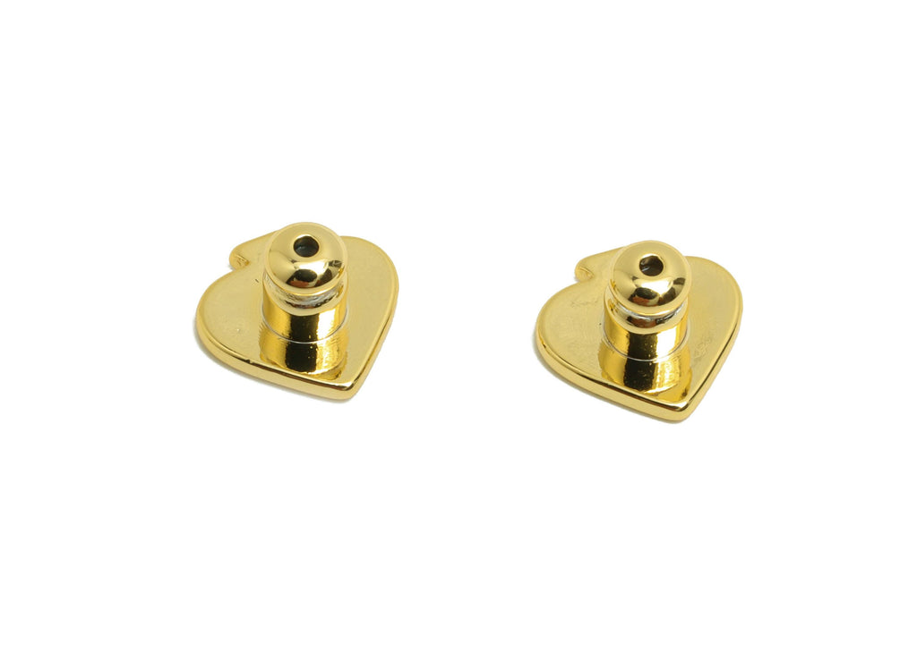 Brass Heart Earring Stopper - Spades Earring Back - Mini Earring Backs for Stud Earring - 18K Real Gold Plating - 8.67x8.66x1.05mm - RGP8750 - DOMEDBAZAAR
