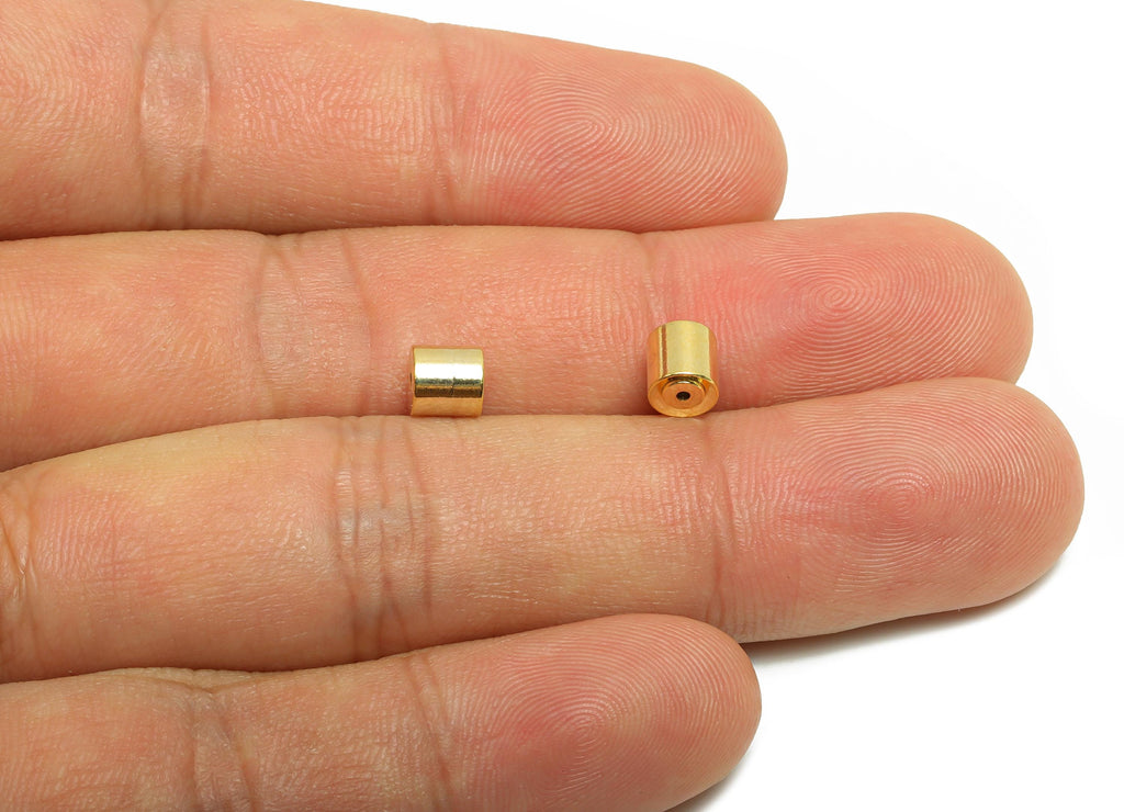 Brass Cylinder Ear Stopper - Spades Earring Back - Cylinder Ear Backs for Stud Earring - 18K Real Gold Plating - 4.9x4.85x4.9mm - RGP8752 - DOMEDBAZAAR