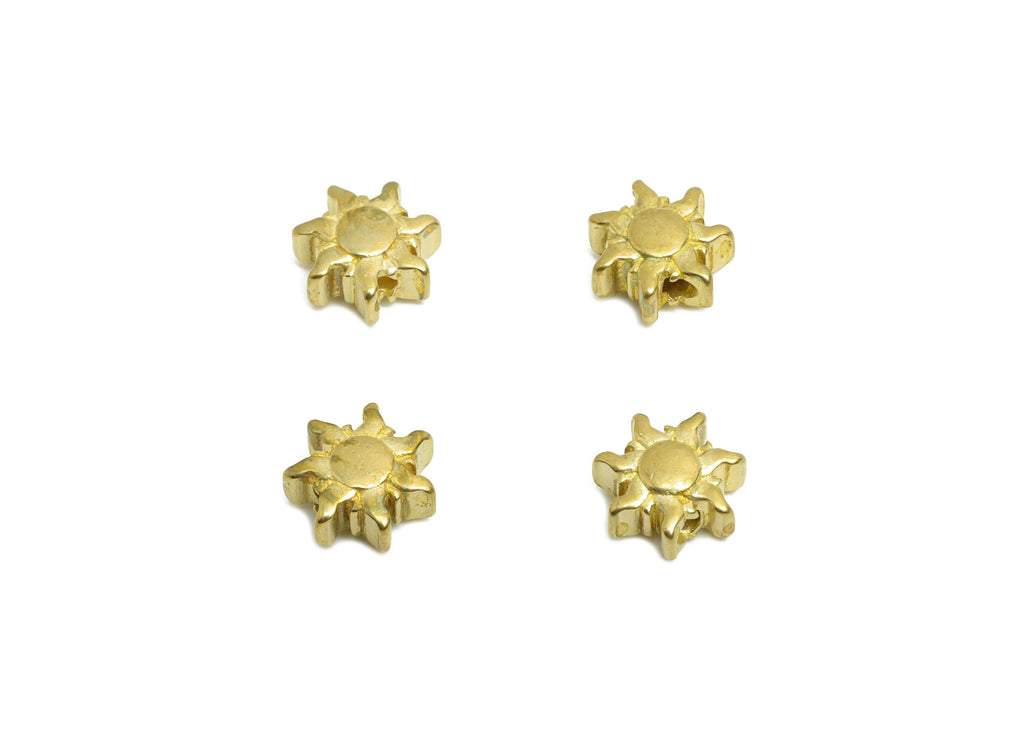 Brass Sun Beads - Raw Brass Metal Space Beads for Necklace - Brass Sunshine Hollow Spherical Bead - Sunflower Bead - 7.77x7.77x3mm - PP10847 - DOMEDBAZAAR