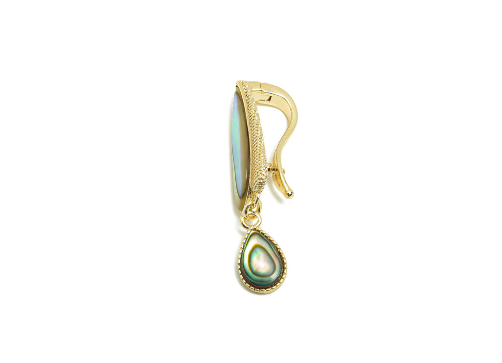 Brass Shell Clasp Charm -  Abalone Shells Charm - Brass Teardrop Clasp  - Gold Jewelry -  18K Real Gold Plating - 30x8.5x8mm - RGP9977 - DOMEDBAZAAR
