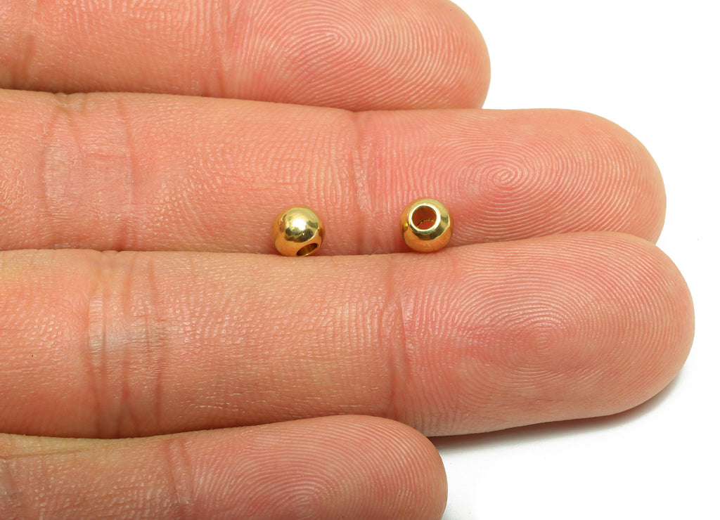 Brass Spacer Bead - Raw Brass Accent Beads for Jewelry Making - Brass Smooth Round Bead - Polished Brass Ball Bead - 5x4x4mm - PP10904 - DOMEDBAZAAR