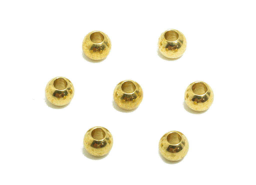Brass Spacer Bead - Raw Brass Accent Beads for Jewelry Making - Brass Smooth Round Bead - Polished Brass Ball Bead - 2.87x2.38x2mm - PP10906 - DOMEDBAZAAR