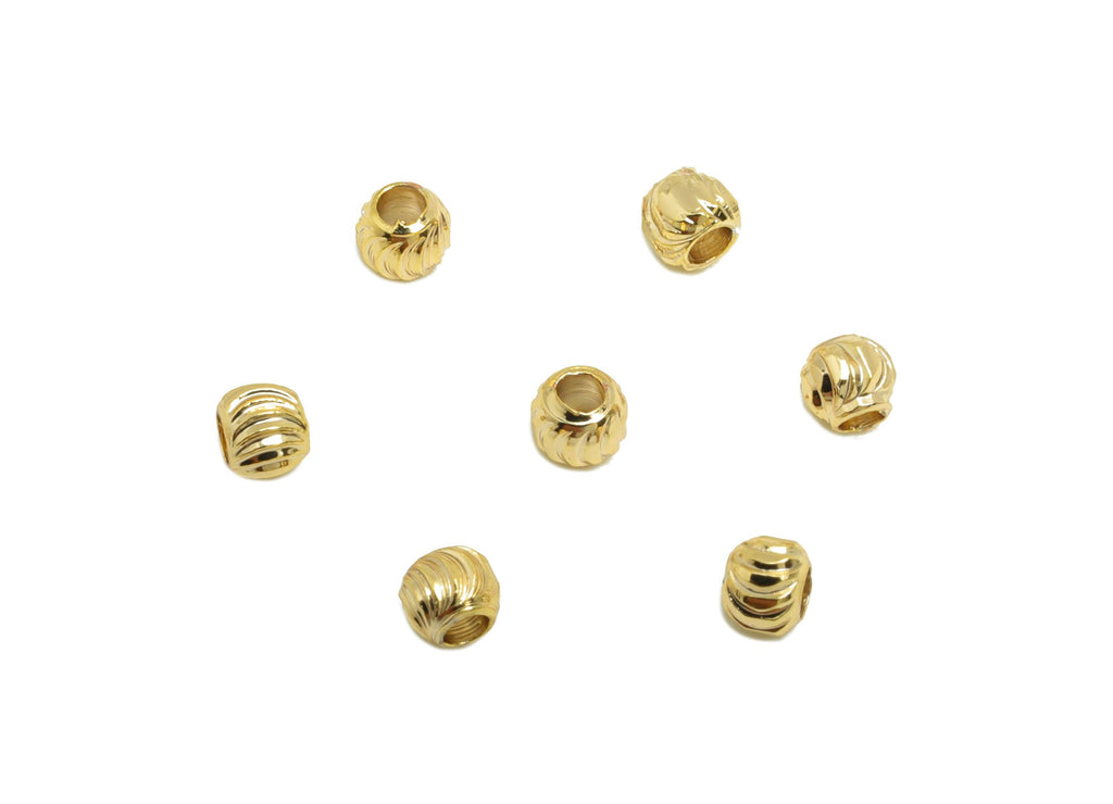 Gold Swirl Spacer Bead - Brass Golden Filigree Bead - DIY Jewelry Making Supply - 18K Real Gold Plating - 2.73x2.5x2.73mm - RGP10159 - DOMEDBAZAAR