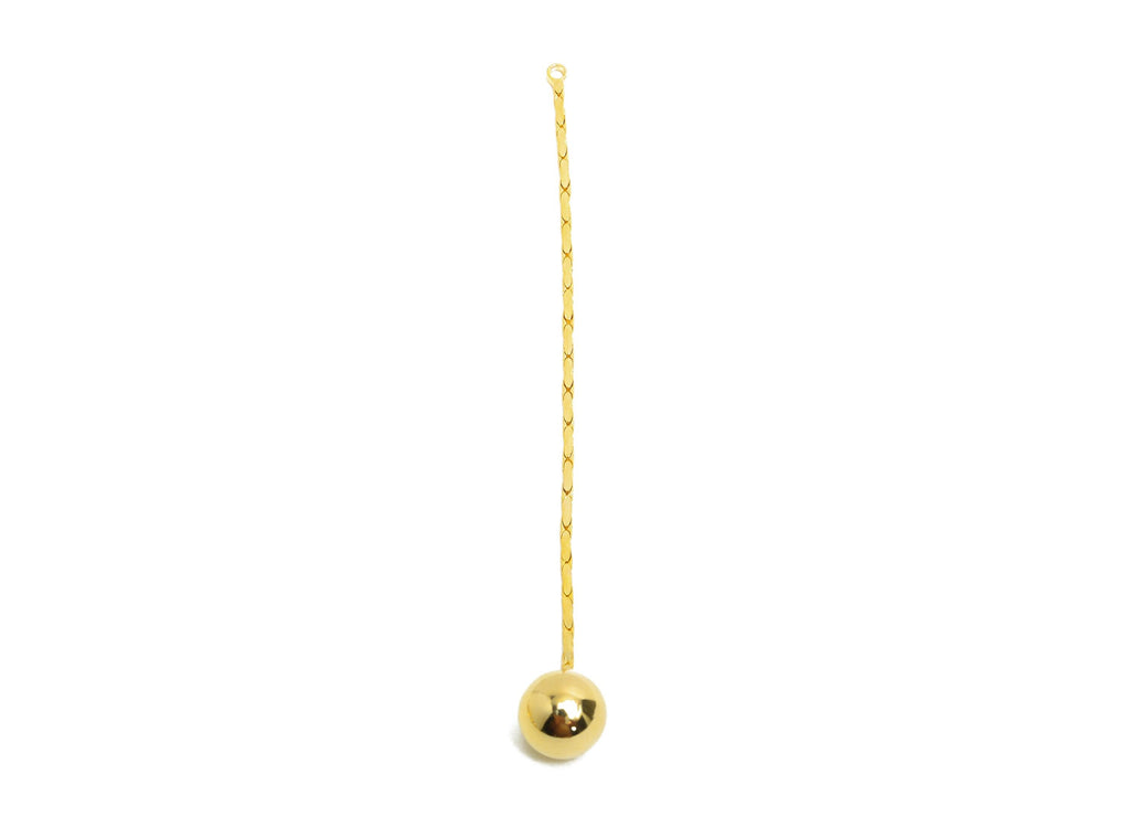 Brass Ball Dangle Earring Charm - Brass Minimalist Hanging Bead Charm - Chain Drop Pendant - 18K Real Gold Plated - 75x7x7mm - RGP10011 - DOMEDBAZAAR