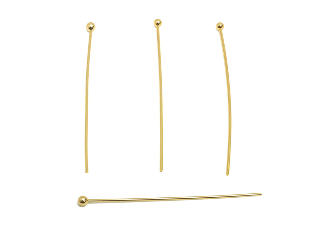 40mm Ball Head Pin Charm - Brass Essential Beading - Craft Supplies For Bead - Bead Stopper - 18k Real Gold Plated - RGP10284 - DOMEDBAZAAR