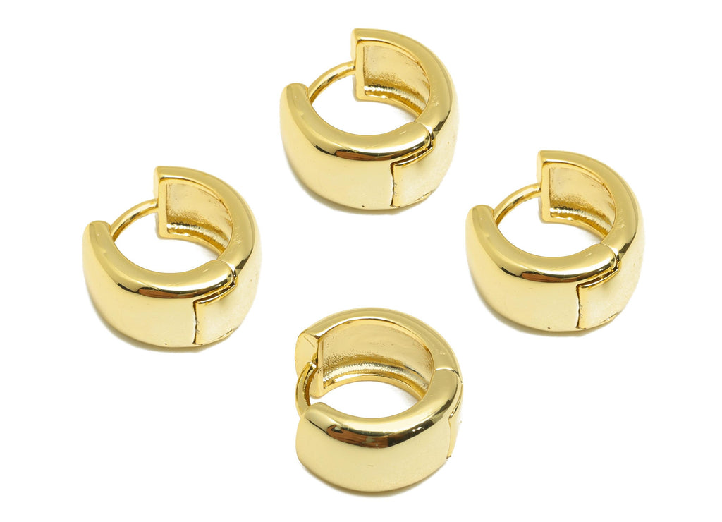 Brass Thick Hoop Earring - Gold Circle Huggie Earring - Minimalist Daily Wear Earring - 18K Real Gold Plating - 11.66x10.7x2.1mm - RGP9136 - DOMEDBAZAAR