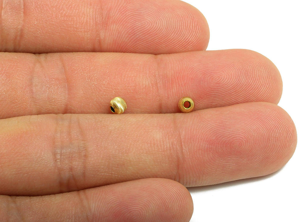 Brass Textured Beads - Raw Brass Metal  Space Beads for Necklace - Brass Hollow Spherical Bead - Textured Ball Bead - 4x3.4x3.4mm - PP10848 - DOMEDBAZAAR