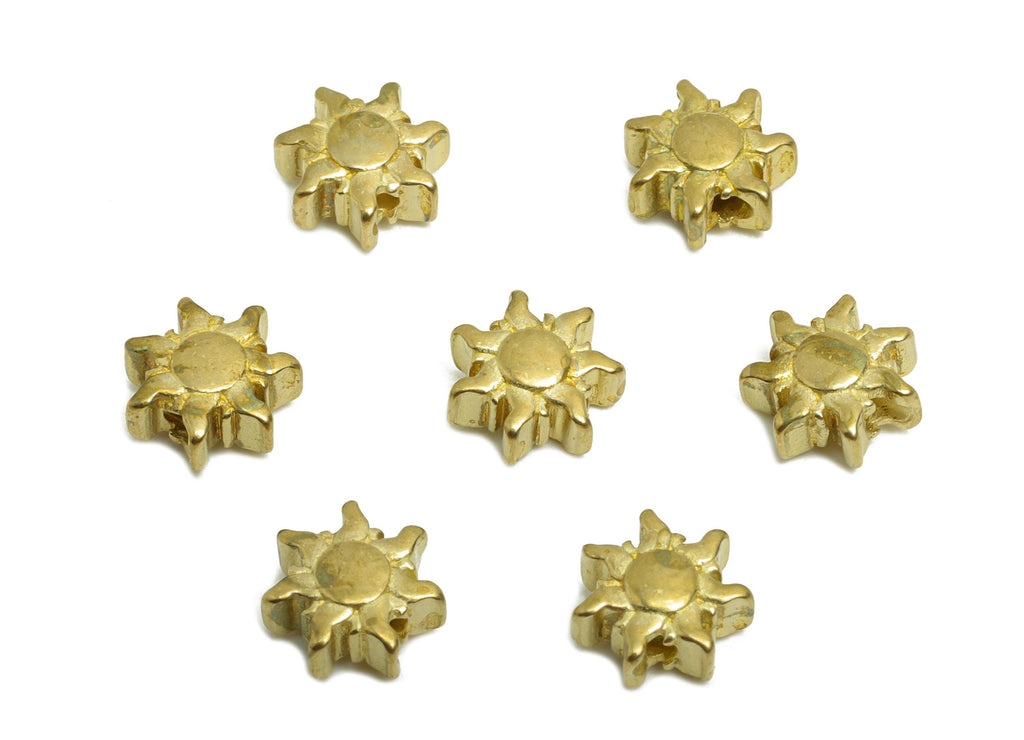 Brass Sun Beads - Raw Brass Metal Space Beads for Necklace - Brass Sunshine Hollow Spherical Bead - Sunflower Bead - 7.77x7.77x3mm - PP10847 - DOMEDBAZAAR