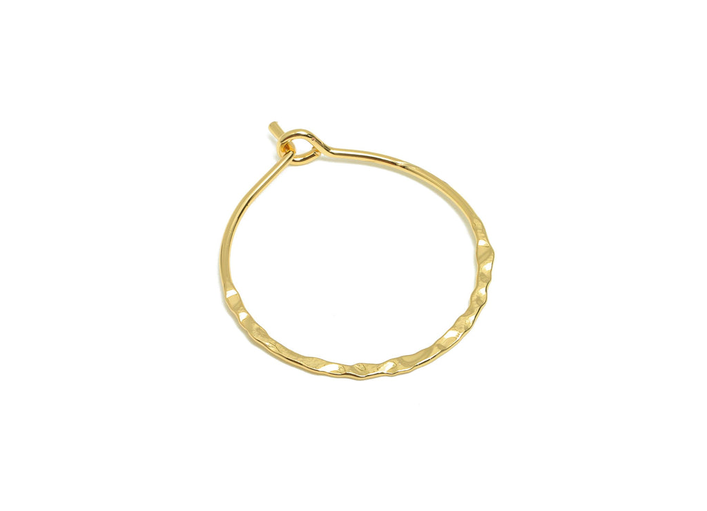 Hammered Hoop Earring - Chic Gold Hoop Earring Clasp - Brass Everyday Hoop Clasp - Gold Jewelry - 18K Real Gold Plated - 29x24x1mm- RGP9212 - DOMEDBAZAAR