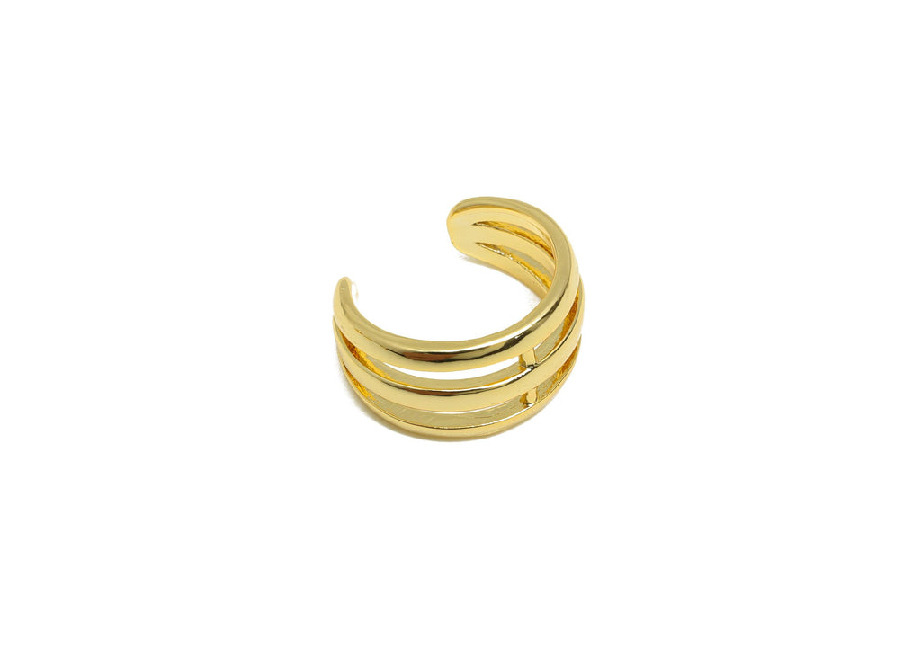 Gold Minimalist Ear Cuff - Brass Modern Simple Gold Ear Cuff - Brass Sleek Gold Ear Cuff - 18K Real Gold Plating - 11.59x10x1mm- RGP9193 - DOMEDBAZAAR