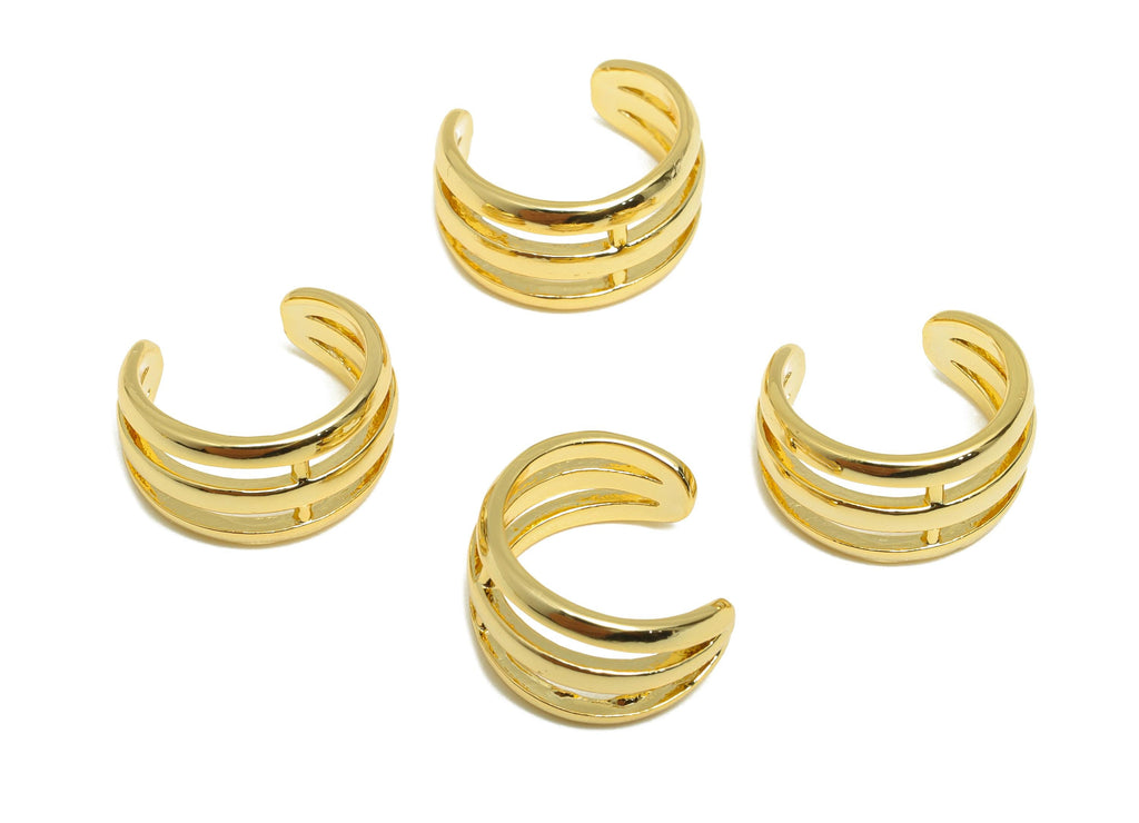 Gold Minimalist Ear Cuff - Brass Modern Simple Gold Ear Cuff - Brass Sleek Gold Ear Cuff - 18K Real Gold Plating - 11.59x10x1mm- RGP9193 - DOMEDBAZAAR