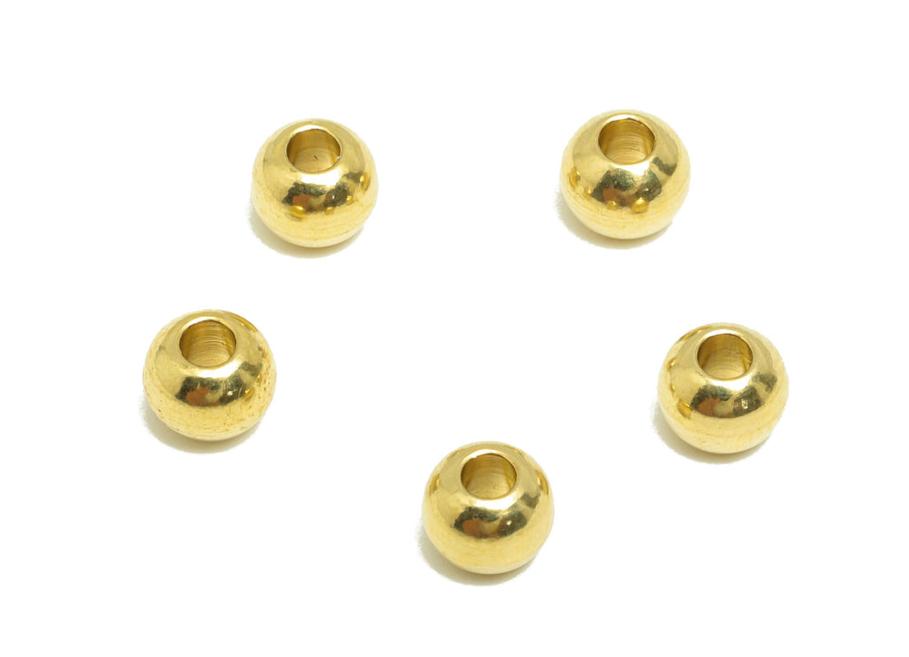 Brass Spacer Bead - Raw Brass Accent Beads for Jewelry Making - Brass Smooth Round Bead - Polished Brass Ball Bead - 5x4x4mm - PP10904 - DOMEDBAZAAR