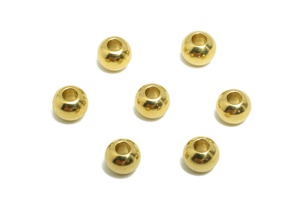 Brass Spacer Bead - Raw Brass Accent Beads for Jewelry Making - Brass Smooth Round Bead - Polished Brass Ball Bead - 5x4x4mm - PP10904 - DOMEDBAZAAR