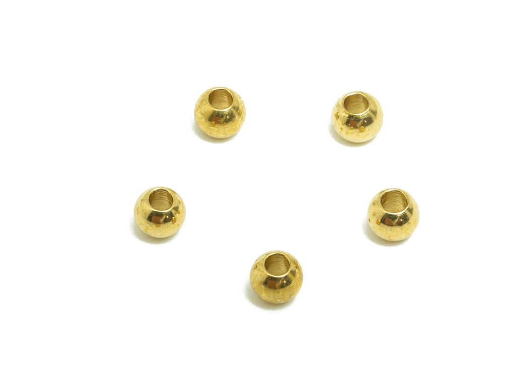 Brass Spacer Bead - Raw Brass Accent Beads for Jewelry Making - Brass Smooth Round Bead - Polished Brass Ball Bead - 2.87x2.38x2mm - PP10906 - DOMEDBAZAAR
