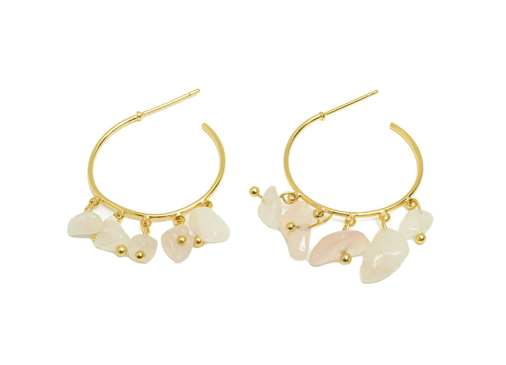 MJ102446 Push  Back Stud - Brass - C hoop Earring - Natural Stone - 316 Stainless Steel Stud-18K Real Gold Plating - DOMEDBAZAAR