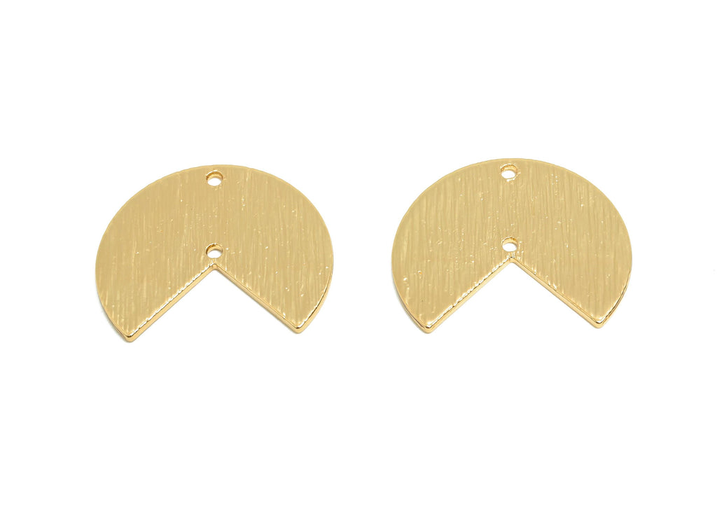 Pie Slice Connector - Brass Gold Plated Pie Charm - Circular Cutout Charm - Gold Jewelry - 18K Real Gold Plating - 20x17x0.9mm - RGP9316 - DOMEDBAZAAR