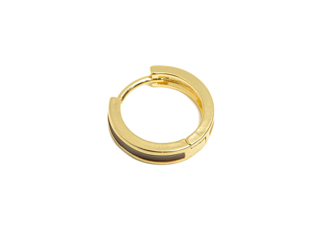 Brass Hoop Huggie Earring - Brass Enamel Hoop Clasp  Earring - Trendy Huggie Hoop Earring - 18K Real Gold Plated - 15.2x14.8x3.4mm - RGP9319 - DOMEDBAZAAR