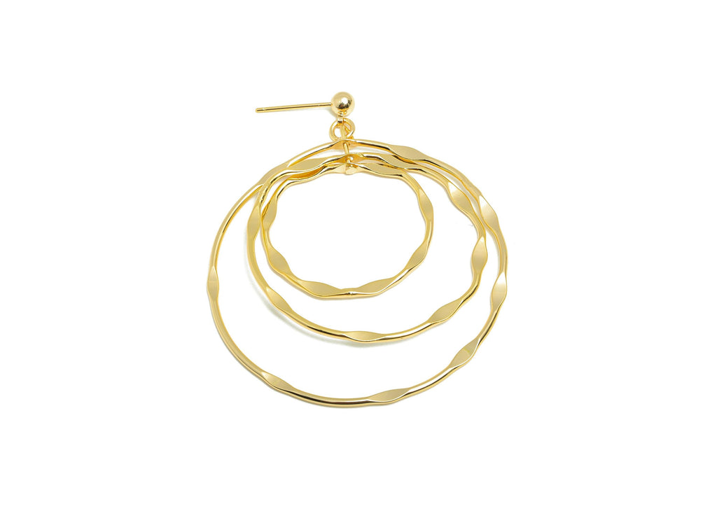 Hammered Earring Stud - Brass Boho Chic Layered Hoop Earring Post - Hammered Double Hoop Earring Post - Gold Jewelry - 58x47x4mm - RGP10117 - DOMEDBAZAAR