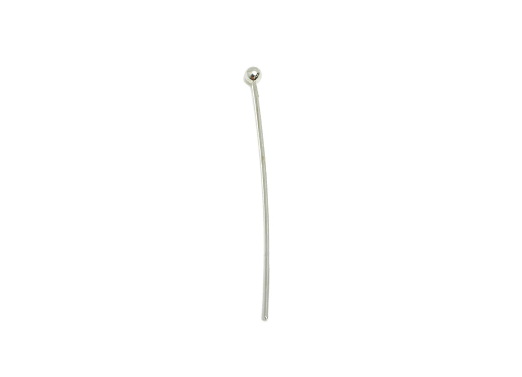 30mm Ball Head Pin Charm - Brass Essential Beading - Craft Supplies For Bead - Bead Stopper - 18k Real White Gold Plated - RGP10279 - DOMEDBAZAAR