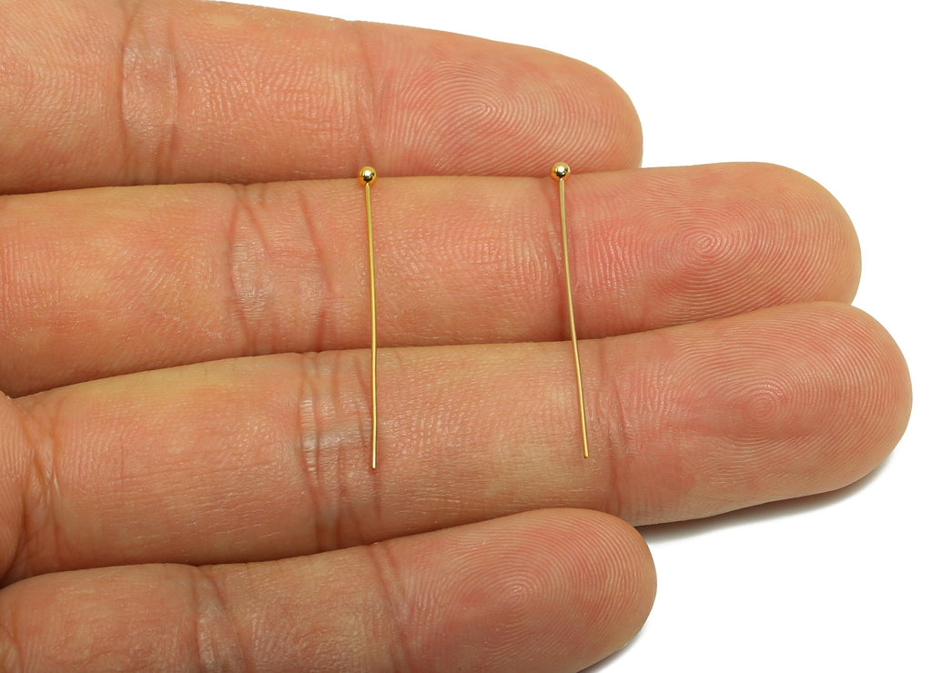 20mm Ball Head Pin Charm - Brass Essential Beading - Craft Supplies For Bead - Bead Stopper - 18k Real Gold Plated - RGP10283 - DOMEDBAZAAR