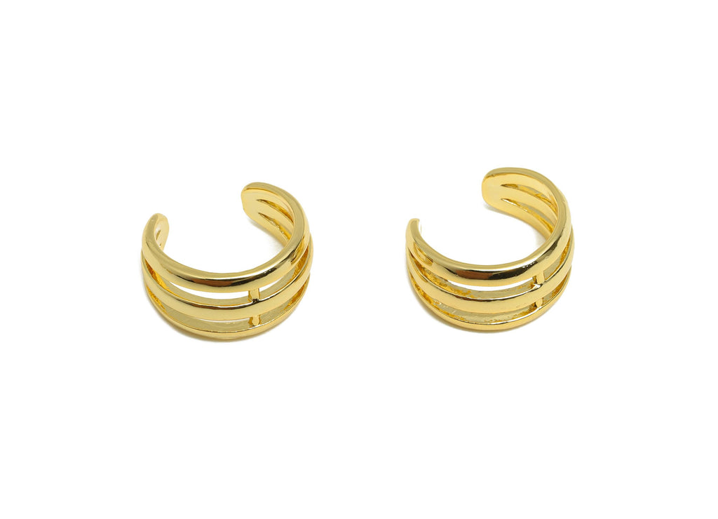 Gold Minimalist Ear Cuff - Brass Modern Simple Gold Ear Cuff - Brass Sleek Gold Ear Cuff - 18K Real Gold Plating - 11.59x10x1mm- RGP9193 - DOMEDBAZAAR