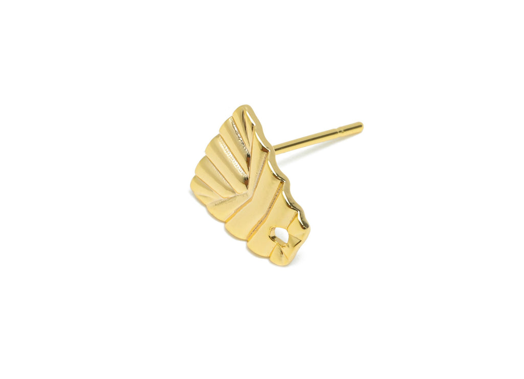 Brass Trapezoid Earring Connector - Gold Geometric Fan Earring Post - Textured Fan Earring Stud - 18K Real Gold Plated -11x9x1.4mm -RGP10364 - DOMEDBAZAAR