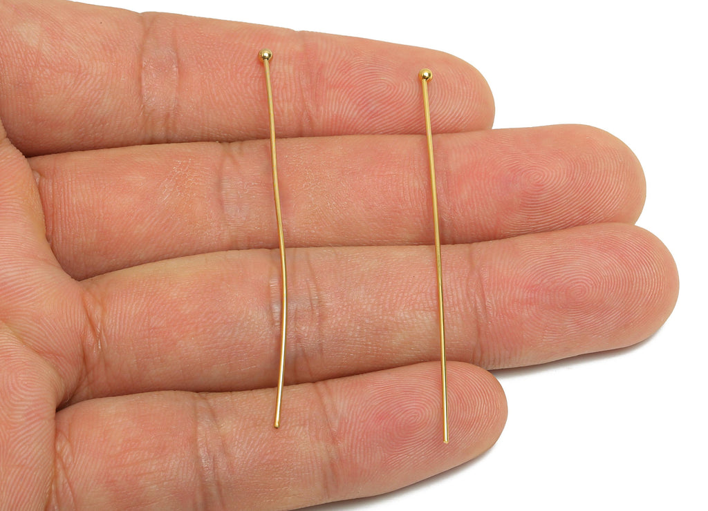 0.7*55*2mm Gold Ball Headpin - Brass Bead Stopper Pin - Metal Headpin - DIY Jewelry Making - Bead Supplies for Handmade Creation - RGP10349 - DOMEDBAZAAR