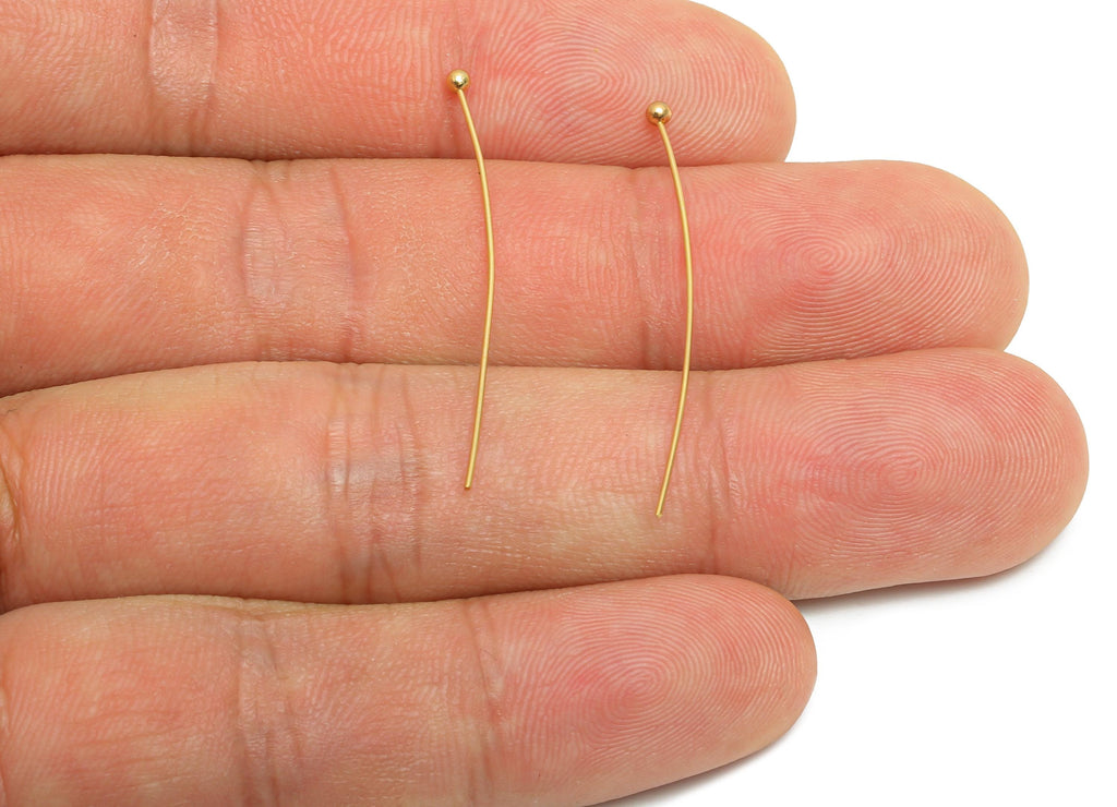 0.5*35*2mm Gold Ball Headpin - Brass Bead Stopper Pin - Metal Headpin - Wire Pin For Jewelry - Bead Supplies for Handmade Creation -RGP10358 - DOMEDBAZAAR