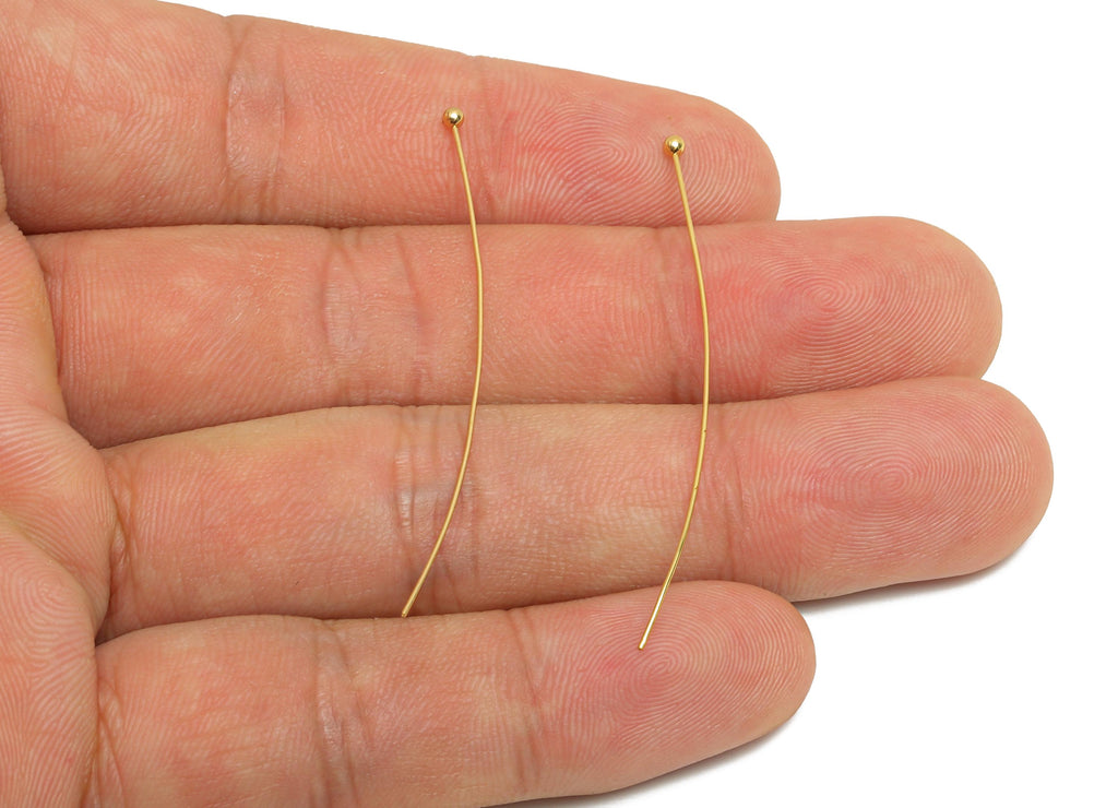 0.5*50*2mm Gold Ball Headpin - Brass Bead Stopper Pin - Metal Headpin - Wire Pin For Jewelry - Bead Supplies for Handmade Creation -RGP10359 - DOMEDBAZAAR