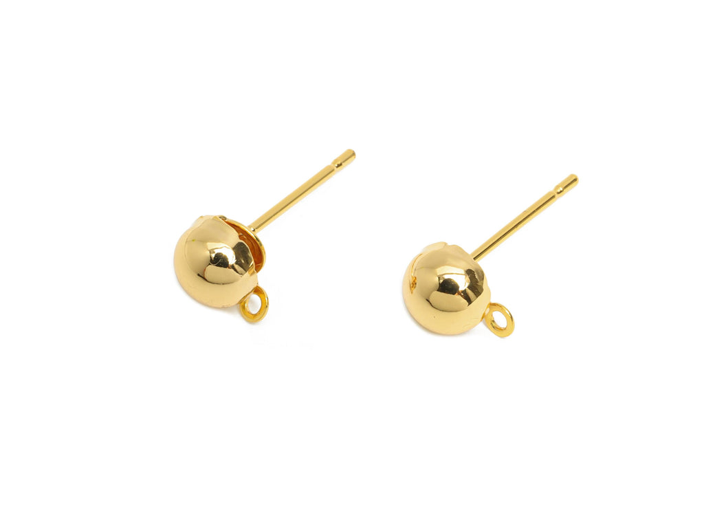 Half-Dome Earring Post - Brass Customizable Jewelry Post - Gold Minimalist Charm - Ready Earring Base - Dangle Attachment - 7x5x4mm-RGP10402 - DOMEDBAZAAR