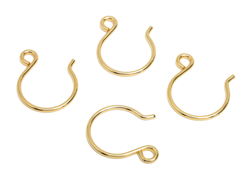 Brass Wire Hook - Metal Earring Wire Hook for Jewelry Making - Gold Hook Ear Wire for Earring - 18K Real Gold Plated - 19x15x1.2mm - RGP9559 - DOMEDBAZAAR