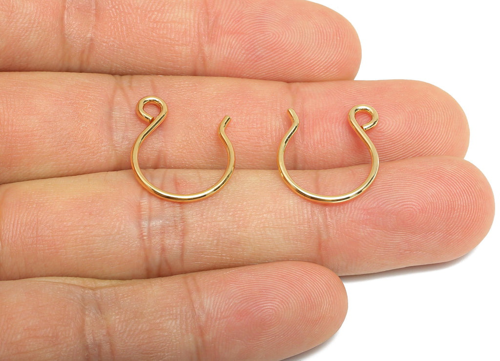 Brass Wire Hook - Metal Earring Wire Hook for Jewelry Making - Gold Hook Ear Wire for Earring - 18K Real Gold Plated - 19x15x1.2mm - RGP9559 - DOMEDBAZAAR