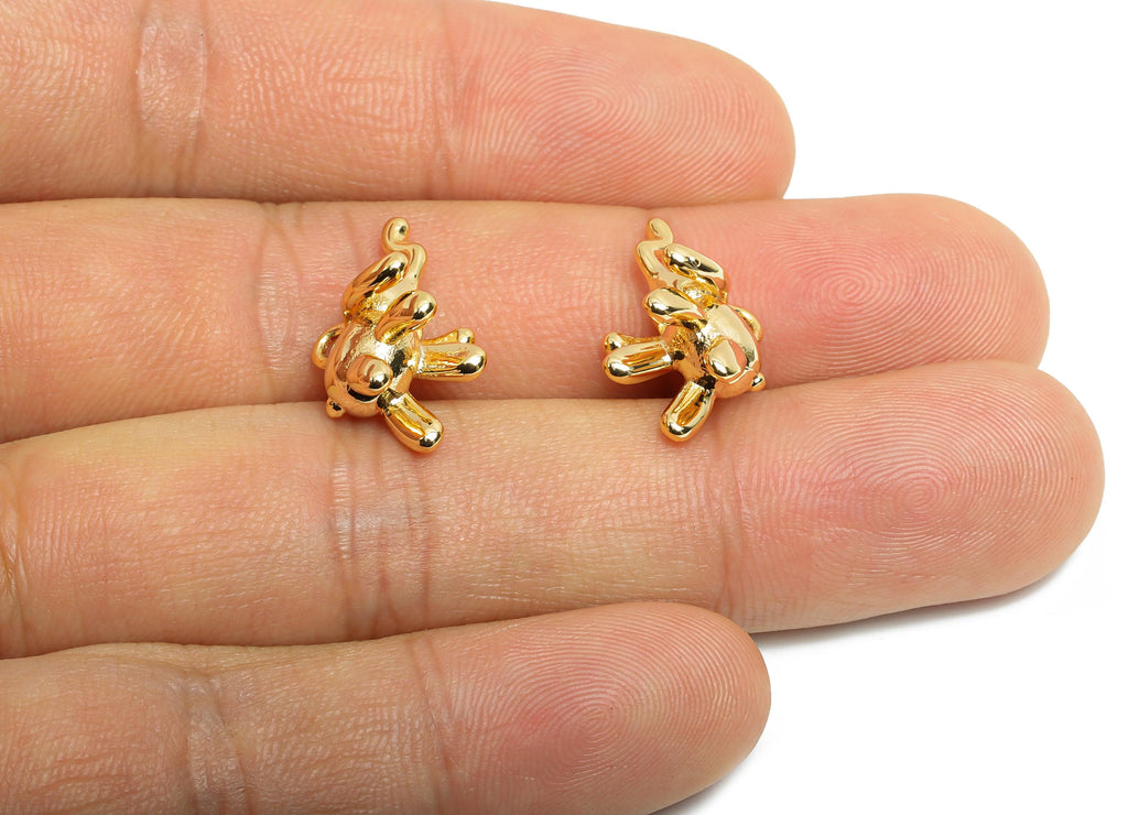 Gold Elephant Charm - Brass Cute Elephant Earring Charm - Lucky Figure Jewelry - Nature Pendant - 18K Real Gold Plating - 16x13x10mm-RGP9669 - DOMEDBAZAAR