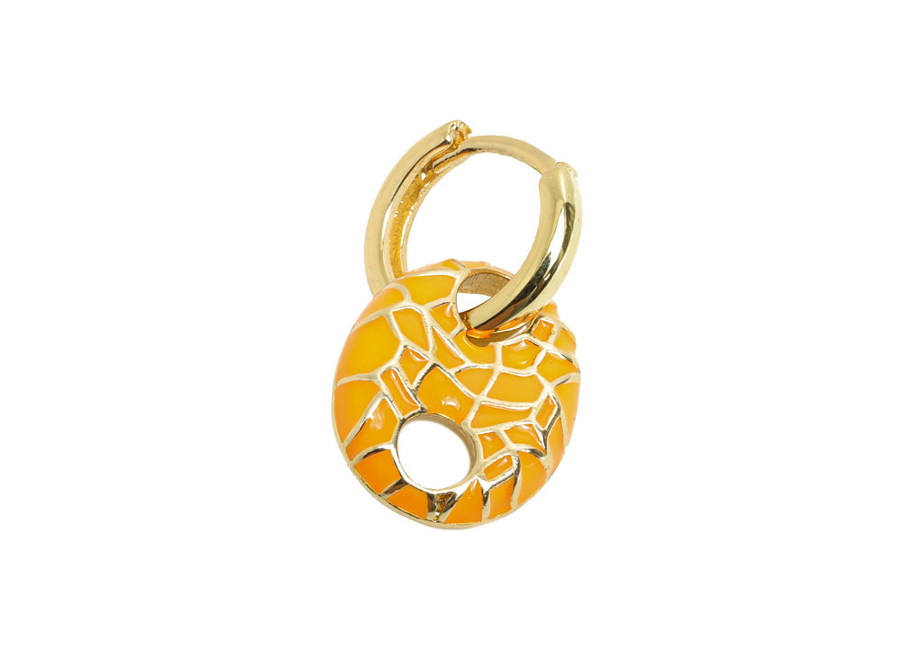 Gold Dangle Hoop Clasp - Orange Enamel Colorful Earring - Modern Brass Huggie Hoop Clasp - 18K Real Gold Plated -22.25x11.66x2.96mm -RGP9780 - DOMEDBAZAAR