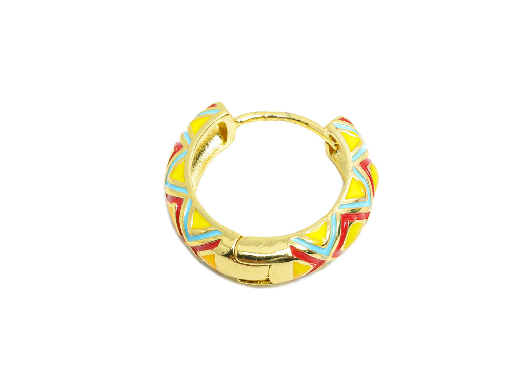 Brass Bohemian Hoop Clasp - Colorful Enamel Hoop Jewelry - Fun and Chic Lightweight Earring Hoop - 18K Real Gold Plated - 22x20x5mm -RGP9768 - DOMEDBAZAAR