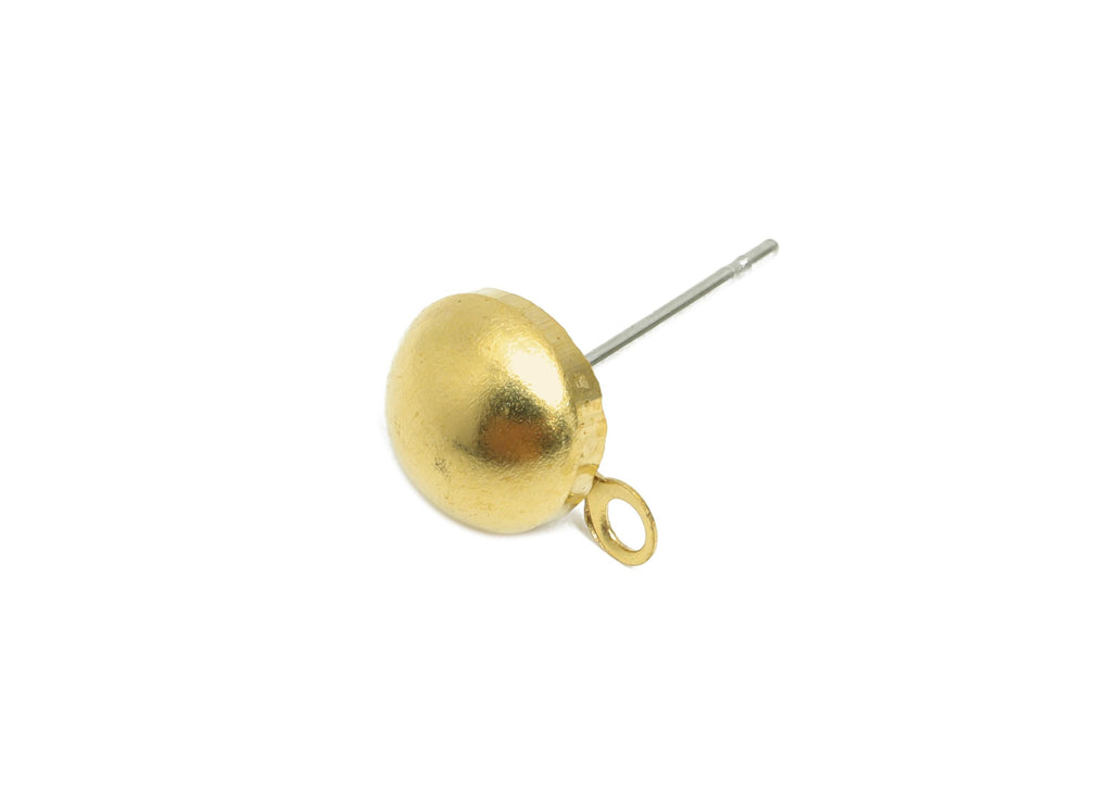 Half-Dome Earring Post - Raw Brass Customizable Jewelry Post - Minimalist Charm-Ready Earring Base - Dangle Attachment - 10x7x4mm- PP11059 - DOMEDBAZAAR