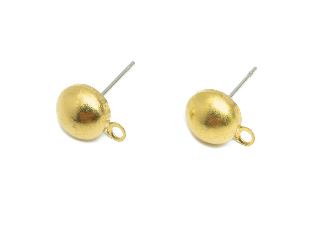 Half-Dome Earring Post - Raw Brass Customizable Jewelry Post - Minimalist Charm-Ready Earring Base - Dangle Attachment - 10x7x4mm- PP11059 - DOMEDBAZAAR