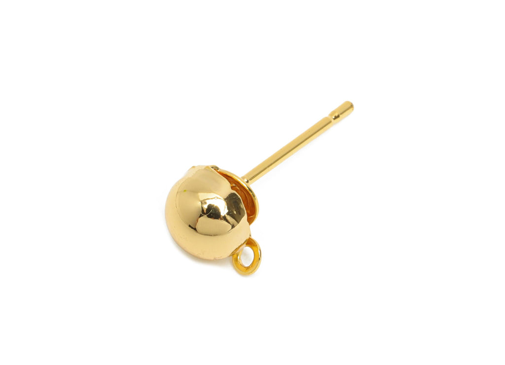 Half-Dome Earring Post - Brass Customizable Jewelry Post - Gold Minimalist Charm - Ready Earring Base - Dangle Attachment - 7x5x4mm-RGP10402 - DOMEDBAZAAR