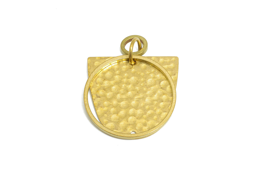 Hammered Dangle Charm - Raw Brass Boho Chic Dangle Pendant - Brass Layered Geometric Charm - Boho Chic Dangle Pendant - 40x19x1mm - PP11071 - DOMEDBAZAAR
