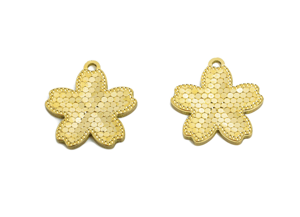 Brass Floral Pendant - Raw Brass Textured Scales Shine Daisy  - Textured Laser Cut Jewelry - Luxury Pendant - 15x13x1mm - PP11170 - DOMEDBAZAAR