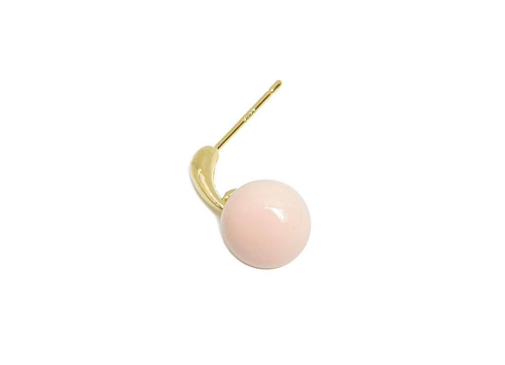 Brass Round Ball Dangle Earring - Pink Enamel Ball Hanging Earring Post - Gold Everday Jewelry - 18K Gold Plated - 20x9.17x0.74mm -RGP9603B - DOMEDBAZAAR