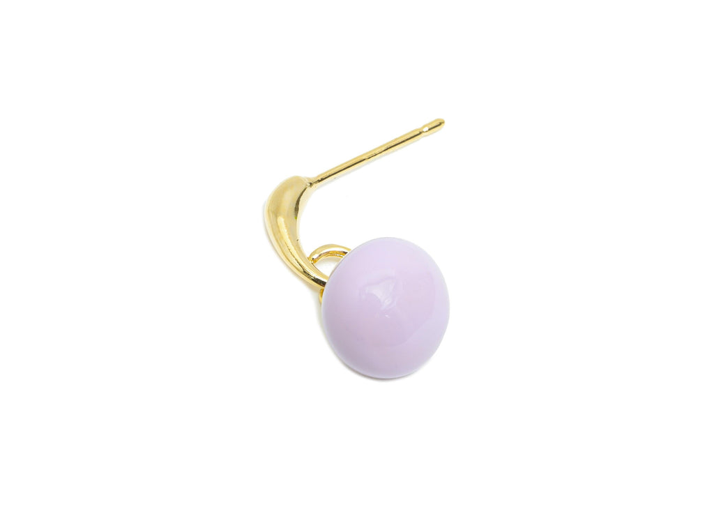 Brass Round Ball Dangle Earring - Purple Enamel Ball Hanging Earring Post - Gold Everday Jewelry - 18K Gold Plated -20x9.17x0.74mm -RGP9603C - DOMEDBAZAAR
