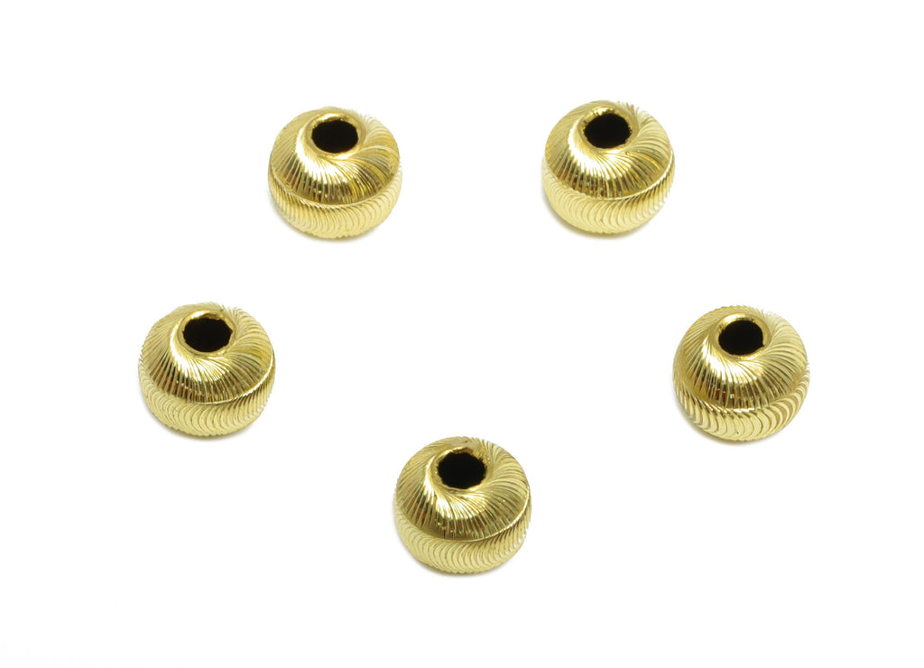 4mm Textured Beads - Raw Brass Metal Space Beads for Necklace - Brass Hollow Spherical Bead - Textured Ball Bead - 5x4x4mm - PP10849 - DOMEDBAZAAR