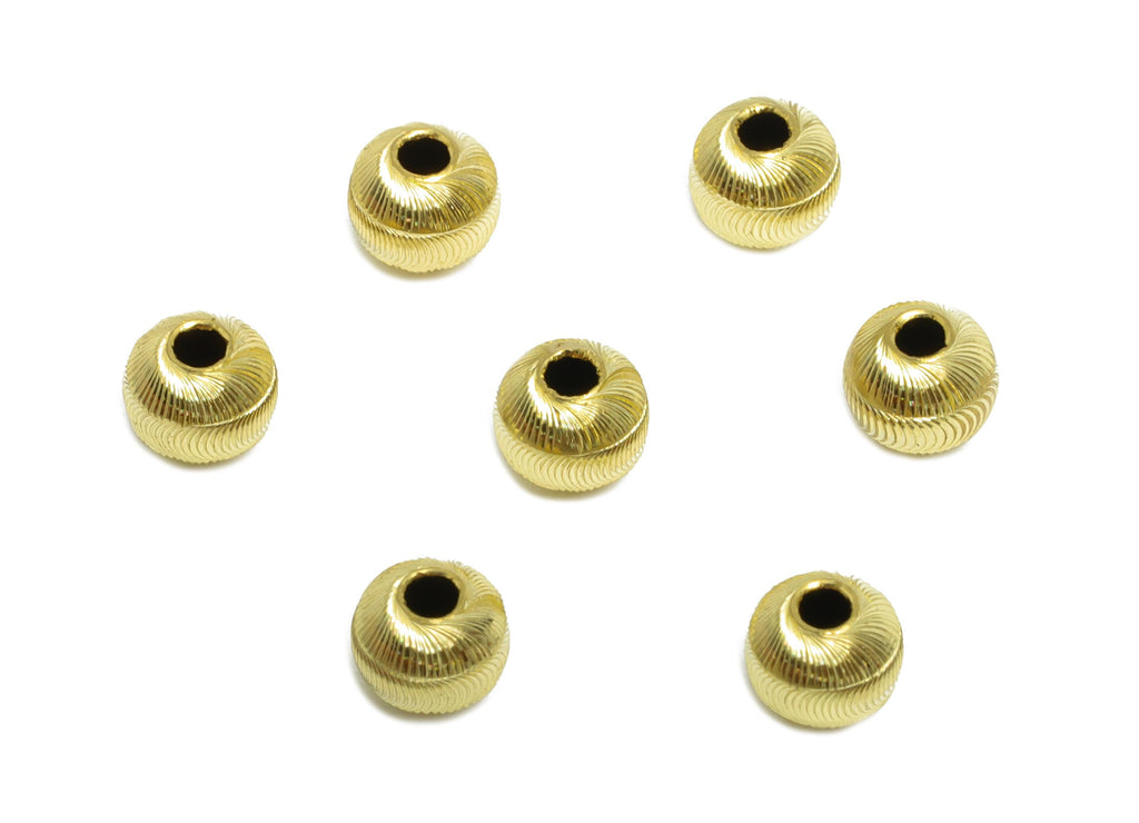4mm Textured Beads - Raw Brass Metal Space Beads for Necklace - Brass Hollow Spherical Bead - Textured Ball Bead - 5x4x4mm - PP10849 - DOMEDBAZAAR
