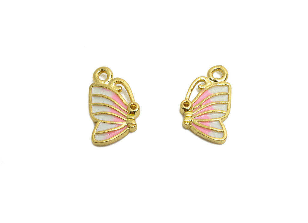 Brass Butterfly Earring Charm - Brass Tiny Enamel Earring Charm - Mini Cute Charm For Bracelet - 18K Real Gold Plated - 11x6x1mm - RGP10599 - DOMEDBAZAAR